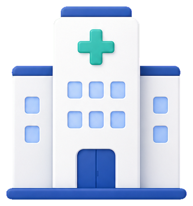 Hospital, white-on-light icon, raster input